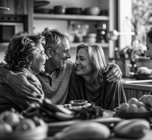 À mesa, com os filhos